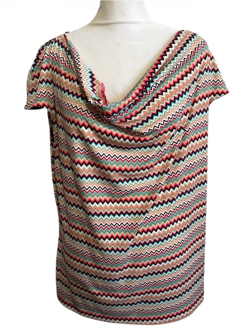 Liz Claiborne Chevron Print Cowl Neck Top - Multi color size XL